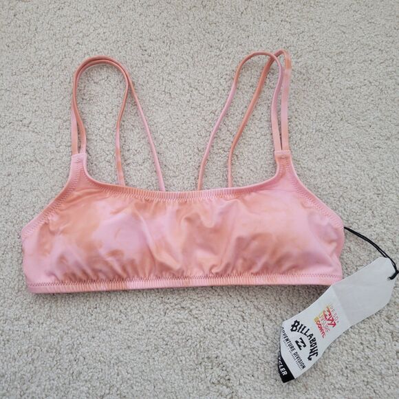 NWT Billabong A/Div Strappy Bralette Bikini Top Wild Rose Size M/10 Pink Tie Dye - Picture 2 of 9